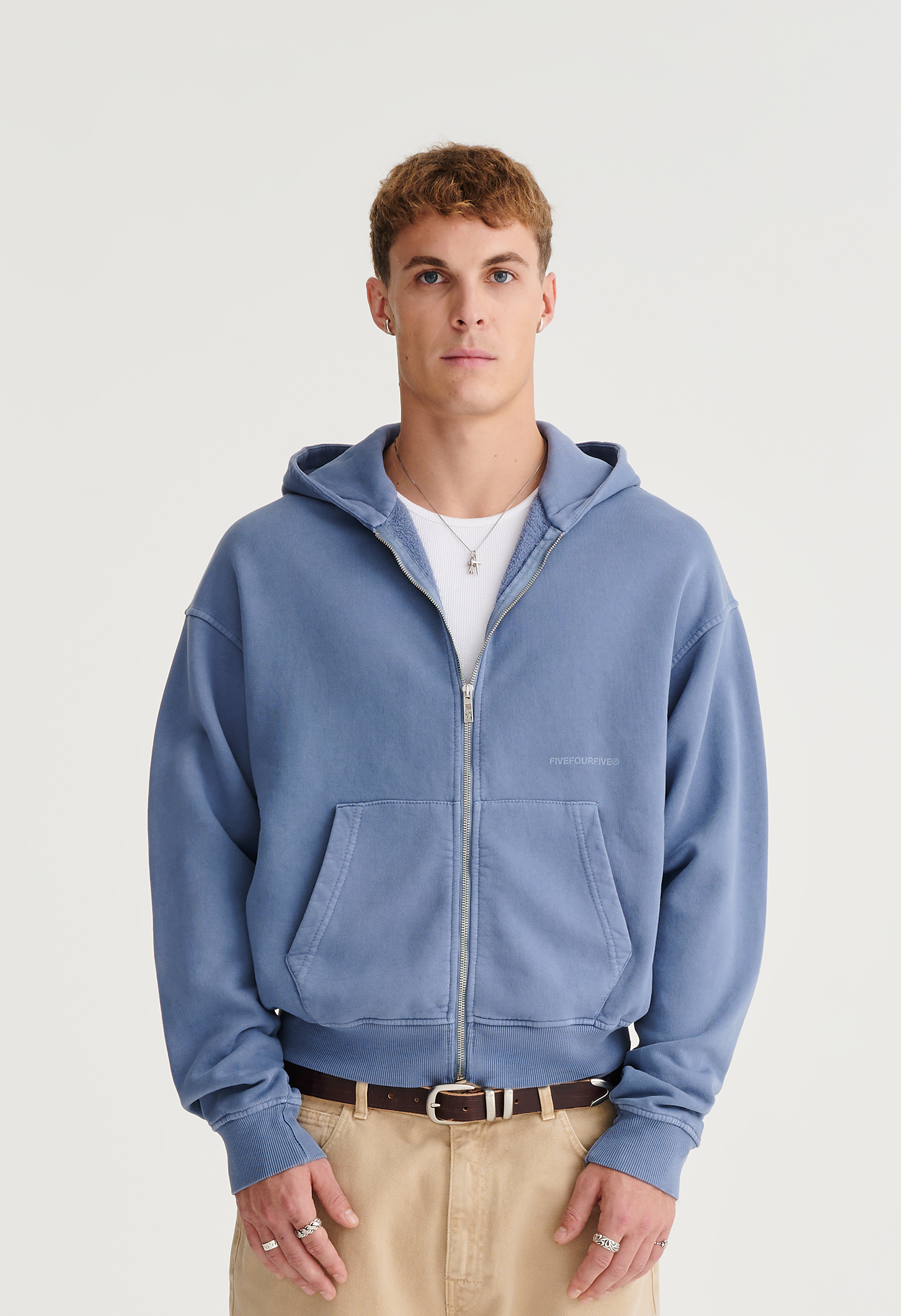 545 EVERYDAY ZIP HOODIE WASHED LIGHT BLUE