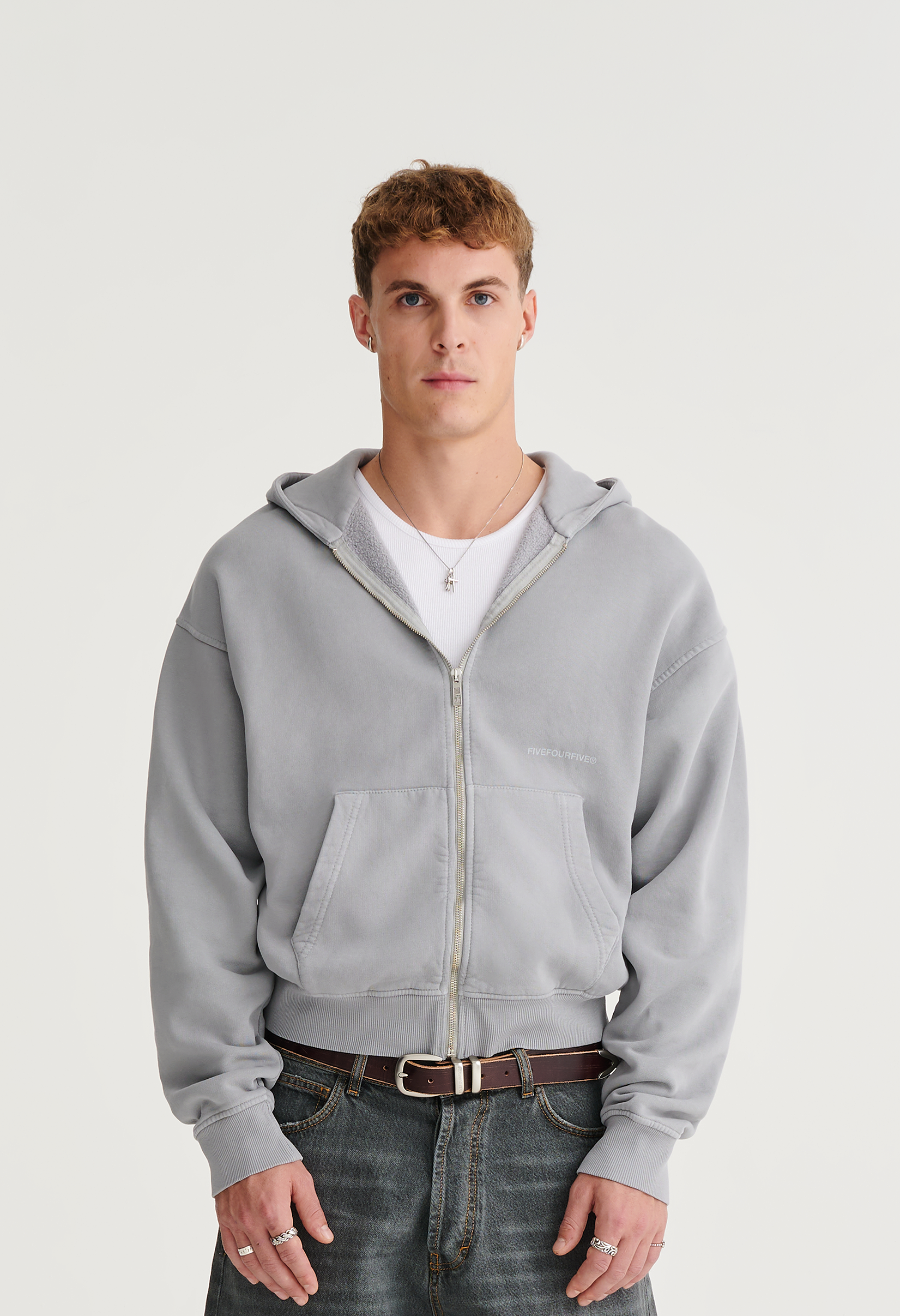 545 EVERYDAY ZIP HOODIE WASHED GREY