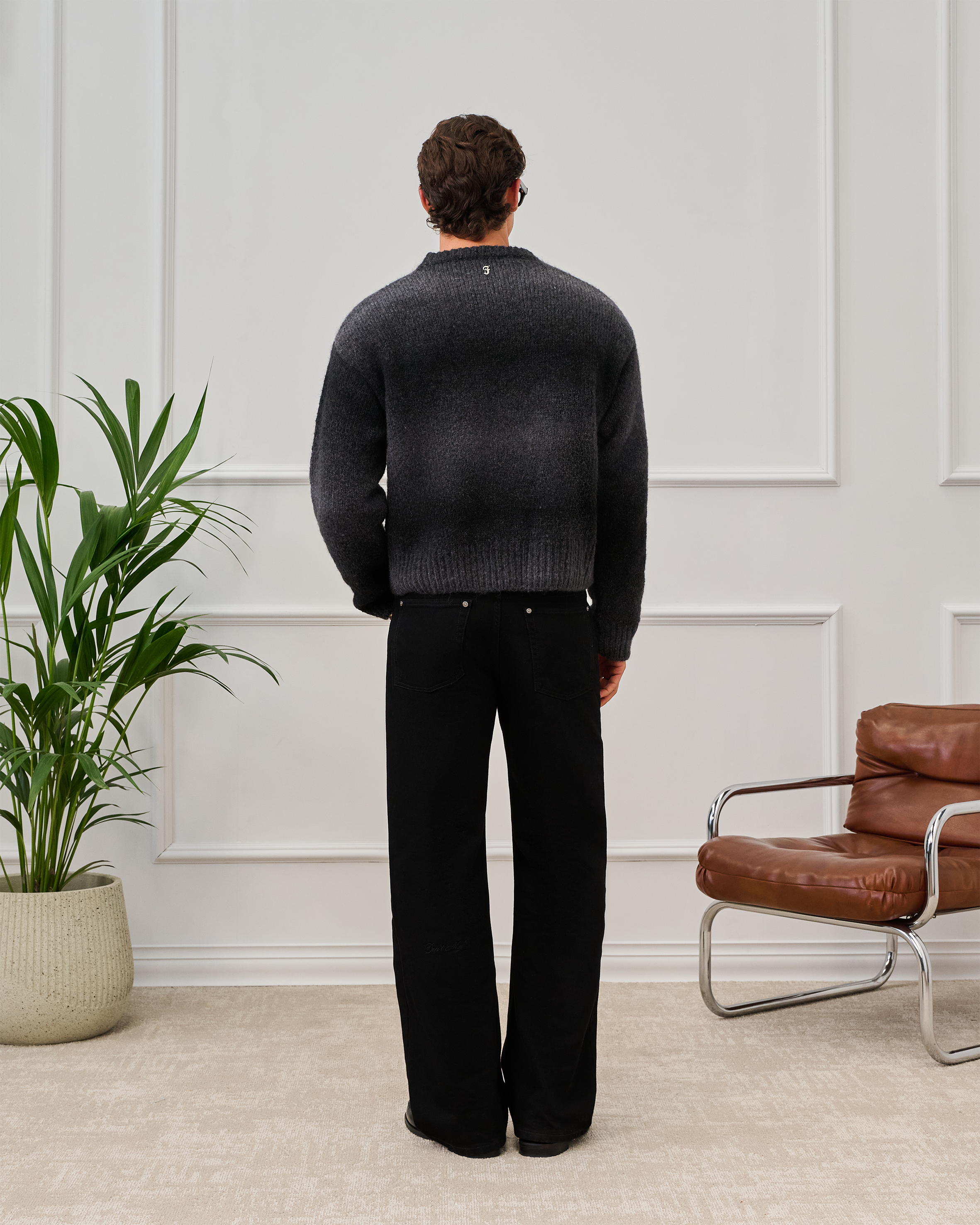 545 ALPACA FADED CARDIGAN BLACK