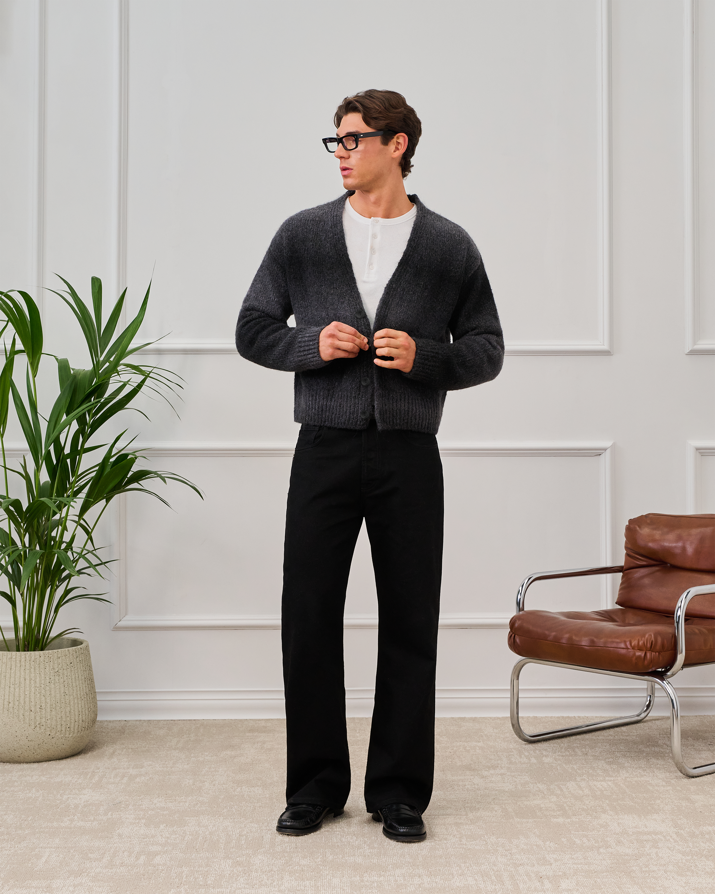 545 ALPACA FADED CARDIGAN BLACK