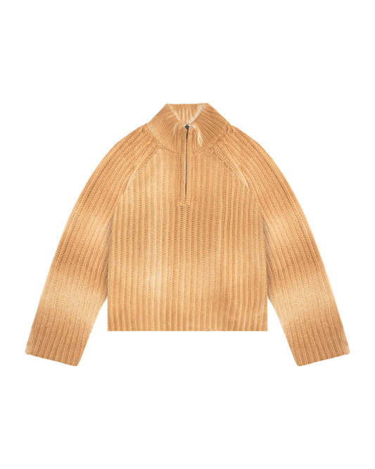 545 HALF ZIP HEAVY COTTON SWEATER ALMOND