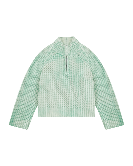 545 HALF ZIP HEAVY COTTON SWEATER MINT