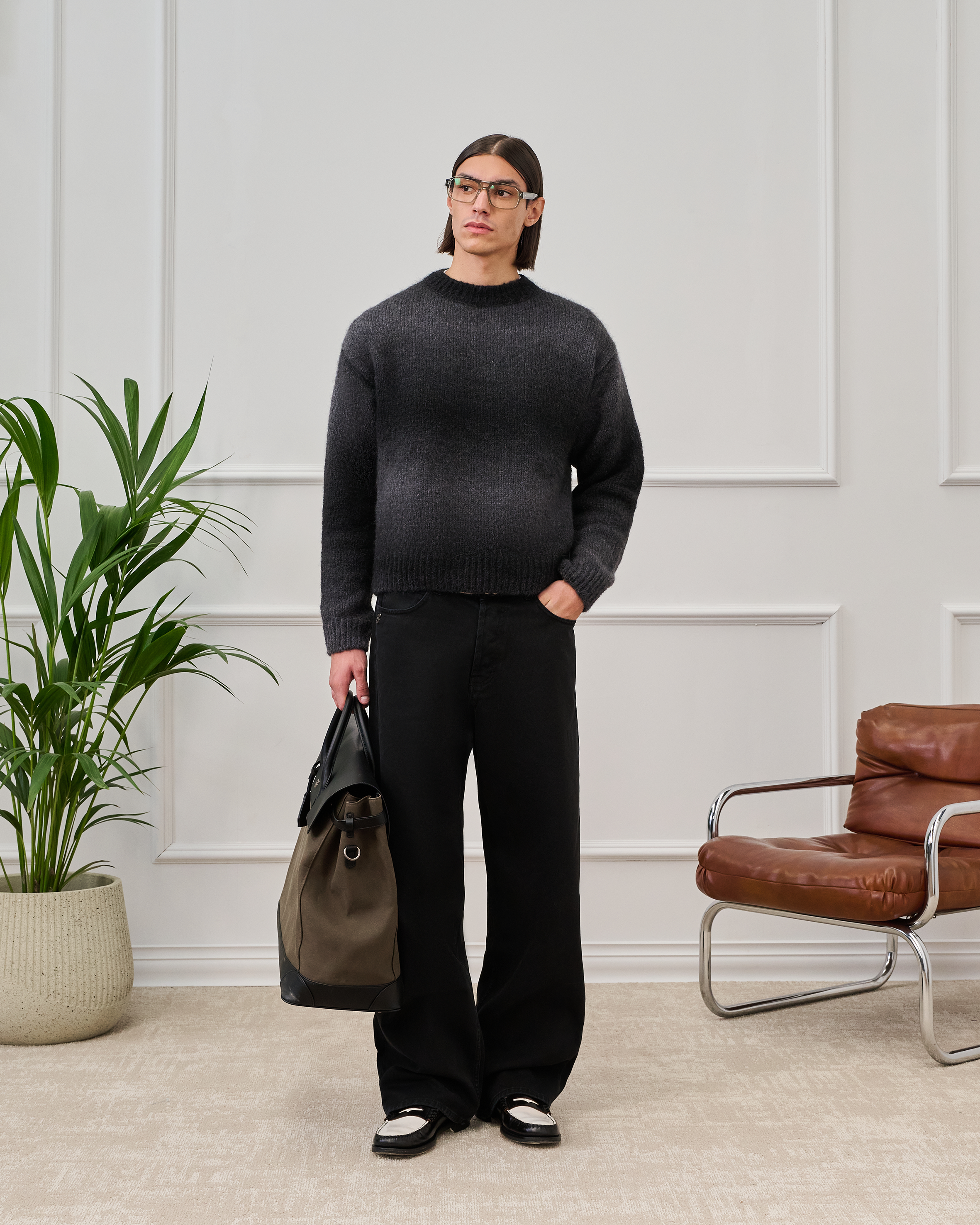 545 ALPACA FADED SWEATER BLACK