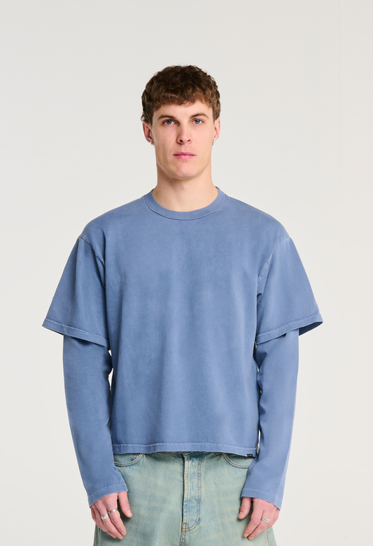 545 EVERYDAY DOUBLE LONGSLEEVE WASHED BLUE