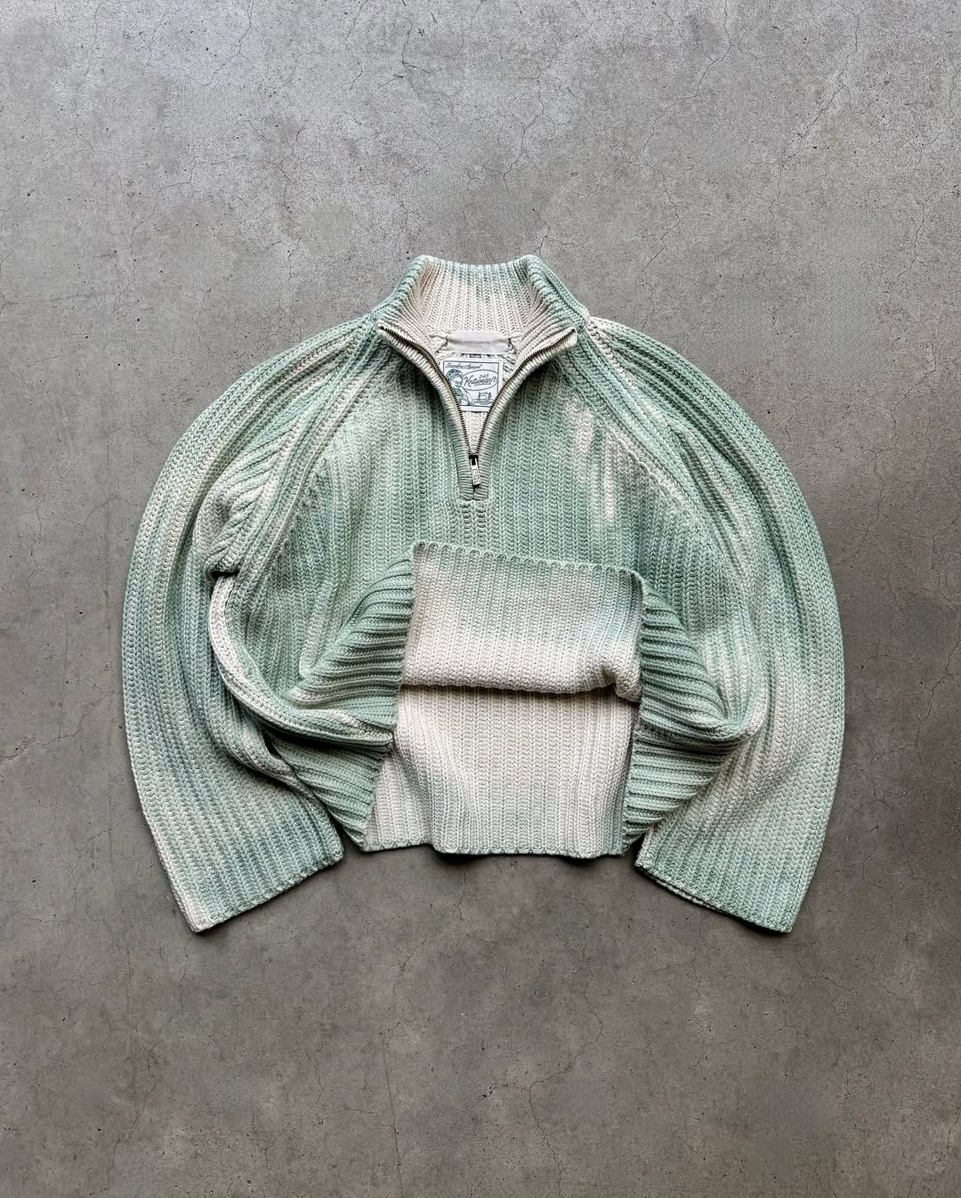 545 HALF ZIP HEAVY COTTON SWEATER MINT