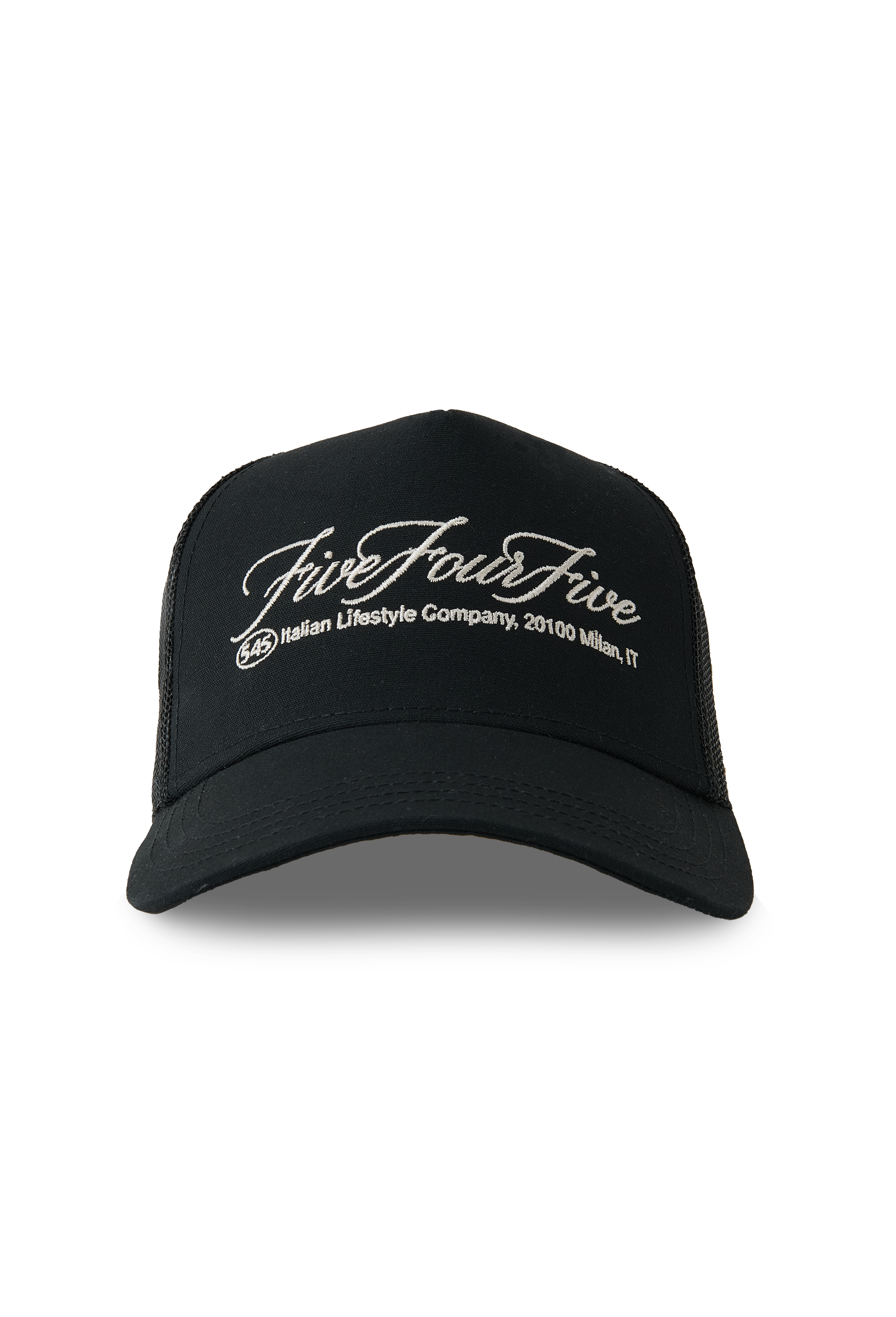 545 ITALIAN LIFESTYLE COMPANY TRUCKER HAT ASH BLACK