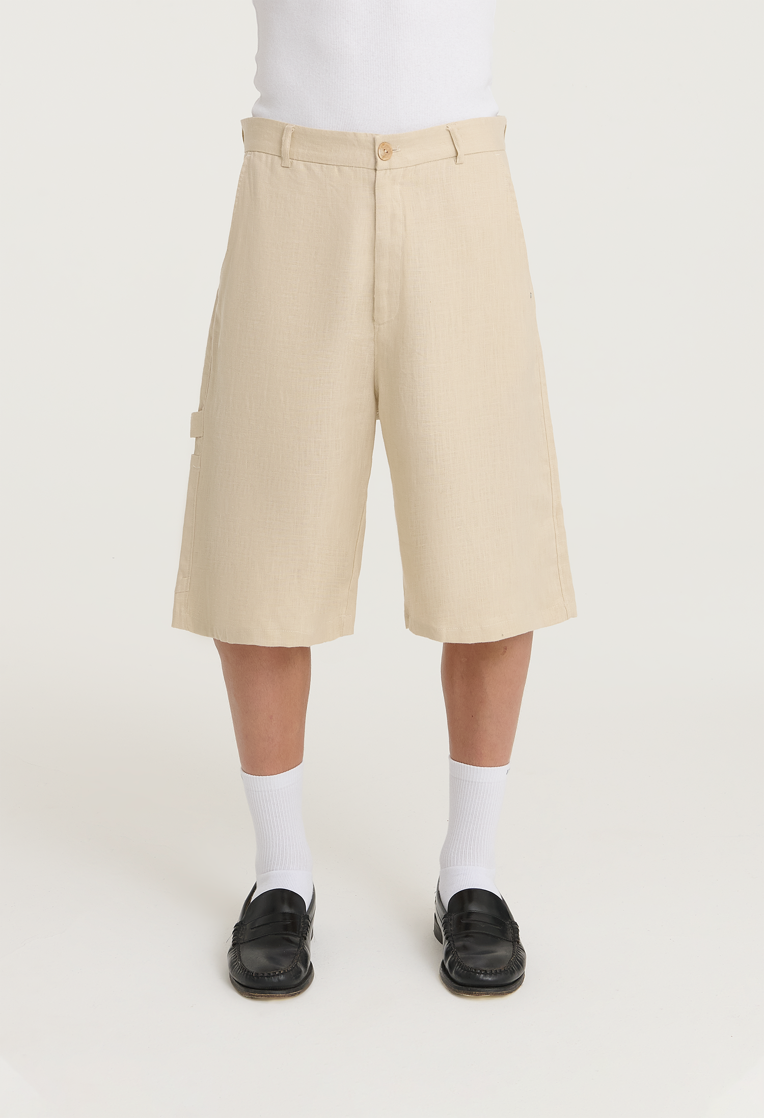 545 LIGHT LINEN CARPENTER SHORTS ECRU