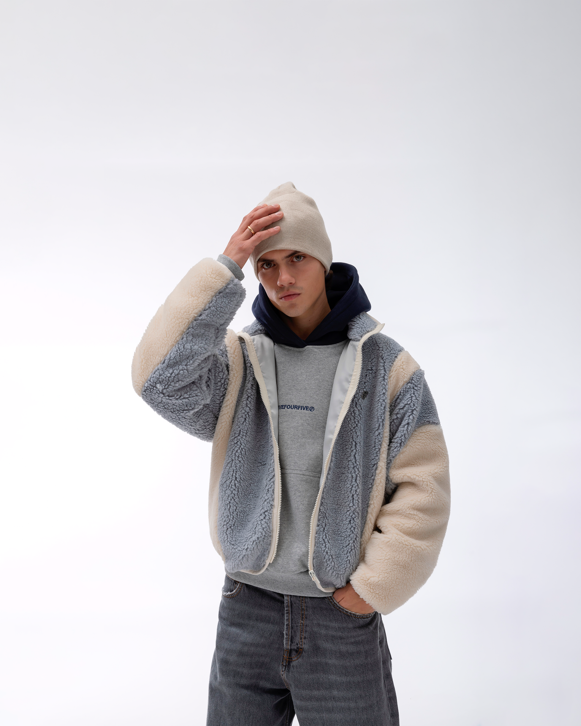Two tone fleece sales jacket