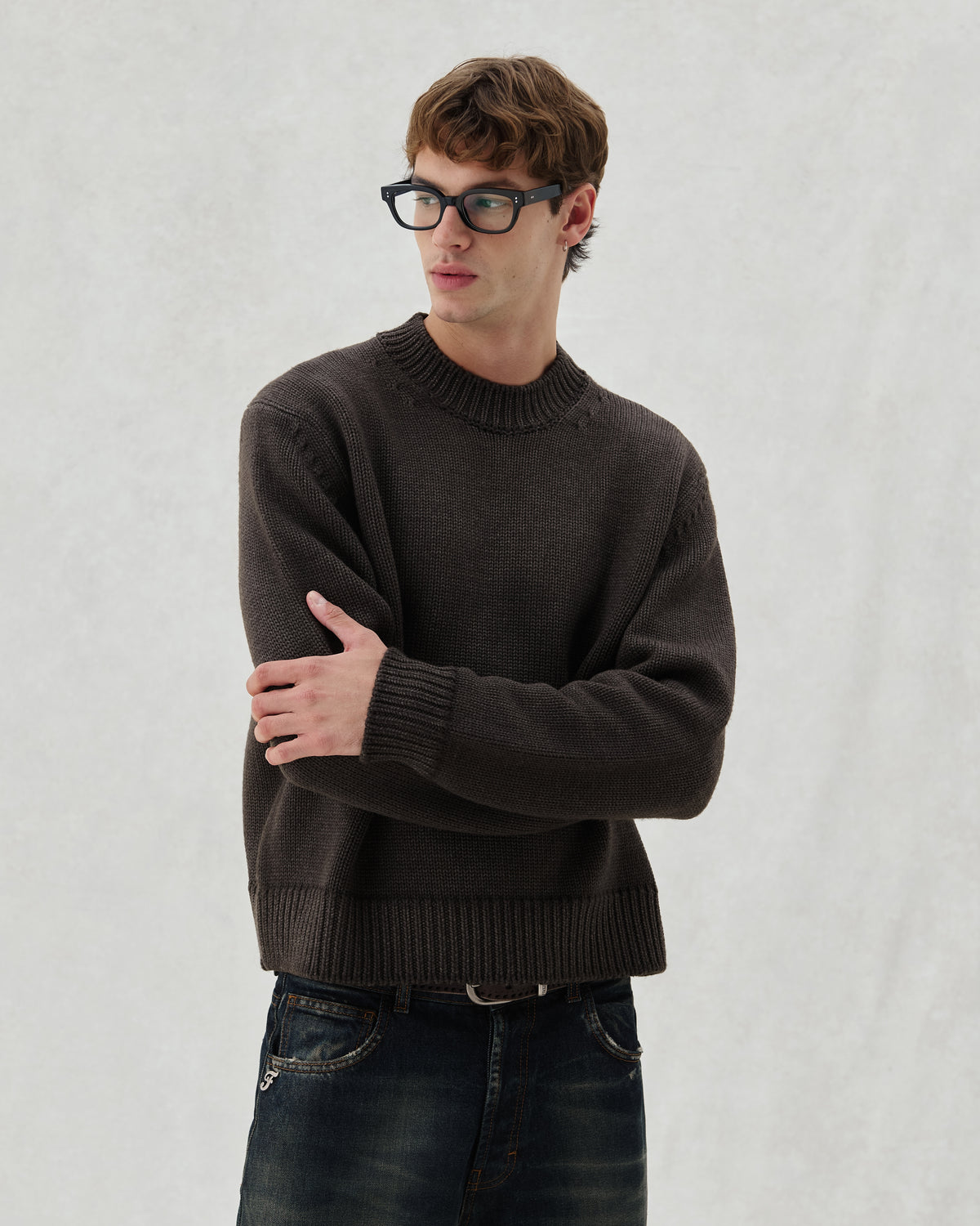 FW26 EV CREW KNIT BROWN - 3