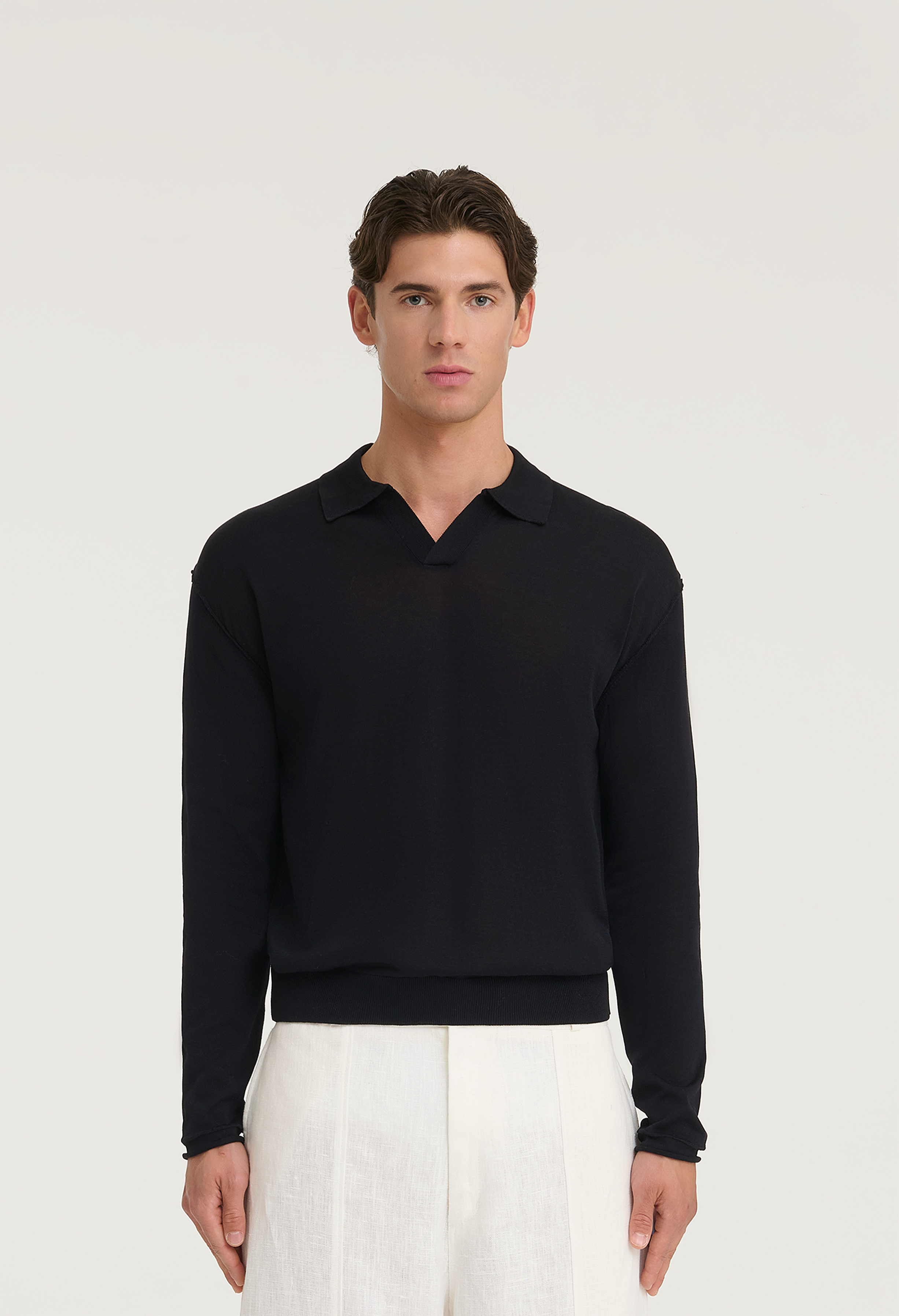 545 INSIDE OUT POLO LONGSLEVEE BLACK