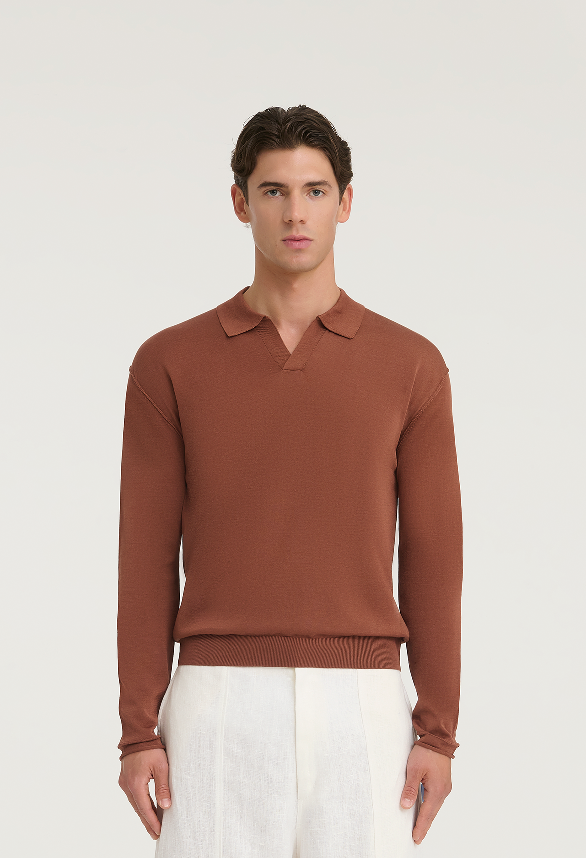545 INSIDE OUT POLO LONGSLEVEE CINNAMON