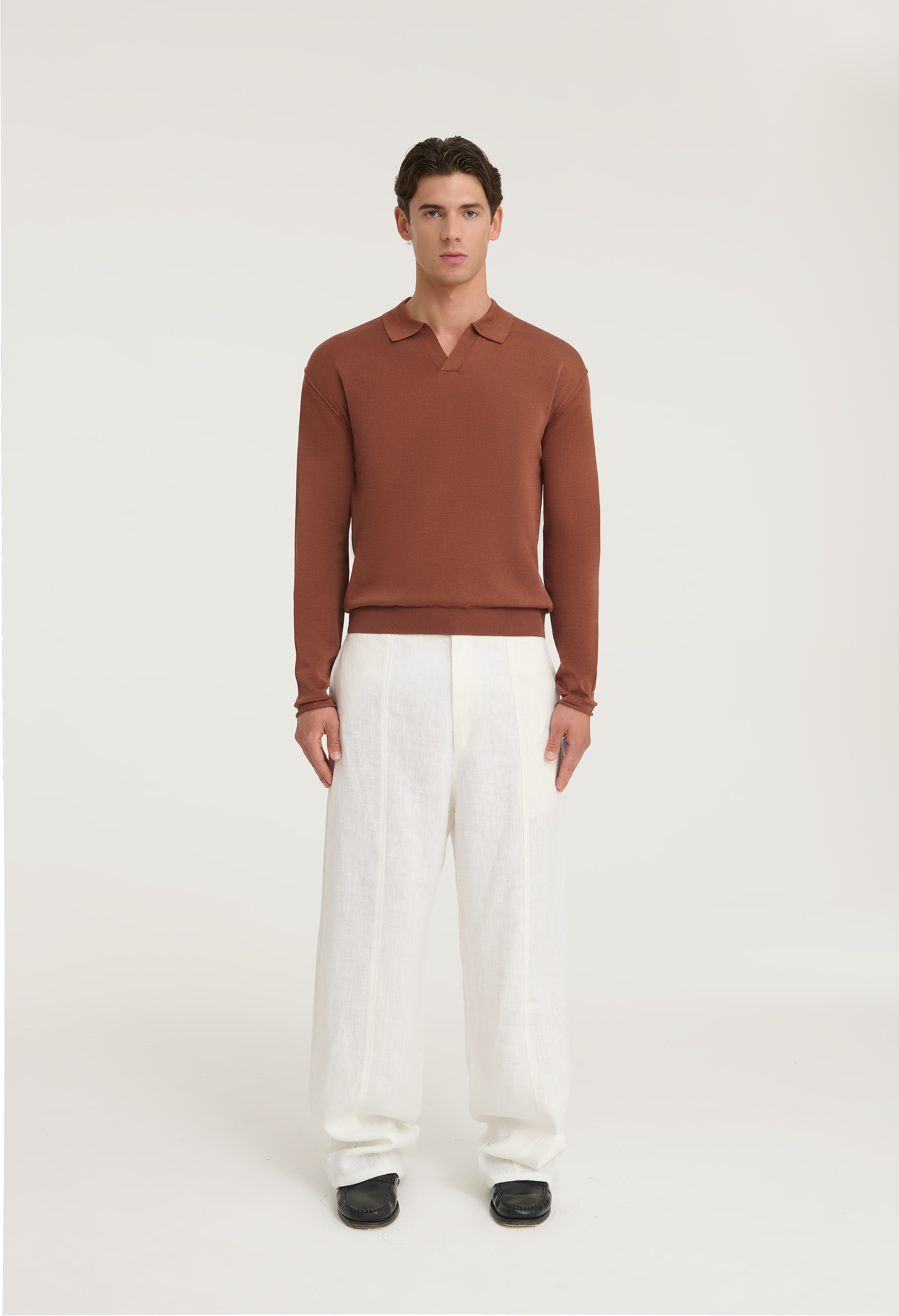 545 INSIDE OUT POLO LONGSLEVEE CINNAMON