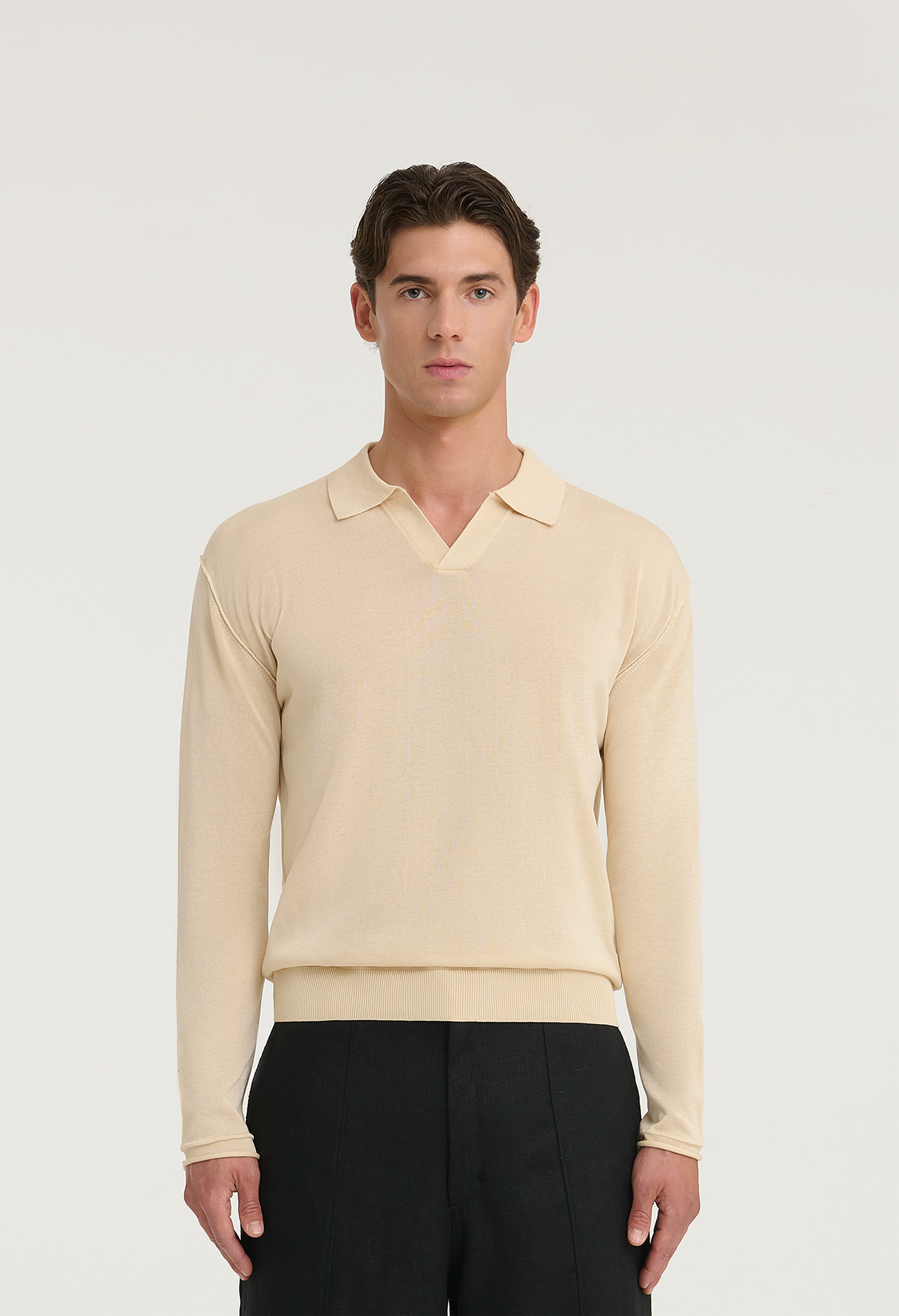 545 INSIDE OUT POLO LONGSLEVEE ECRU