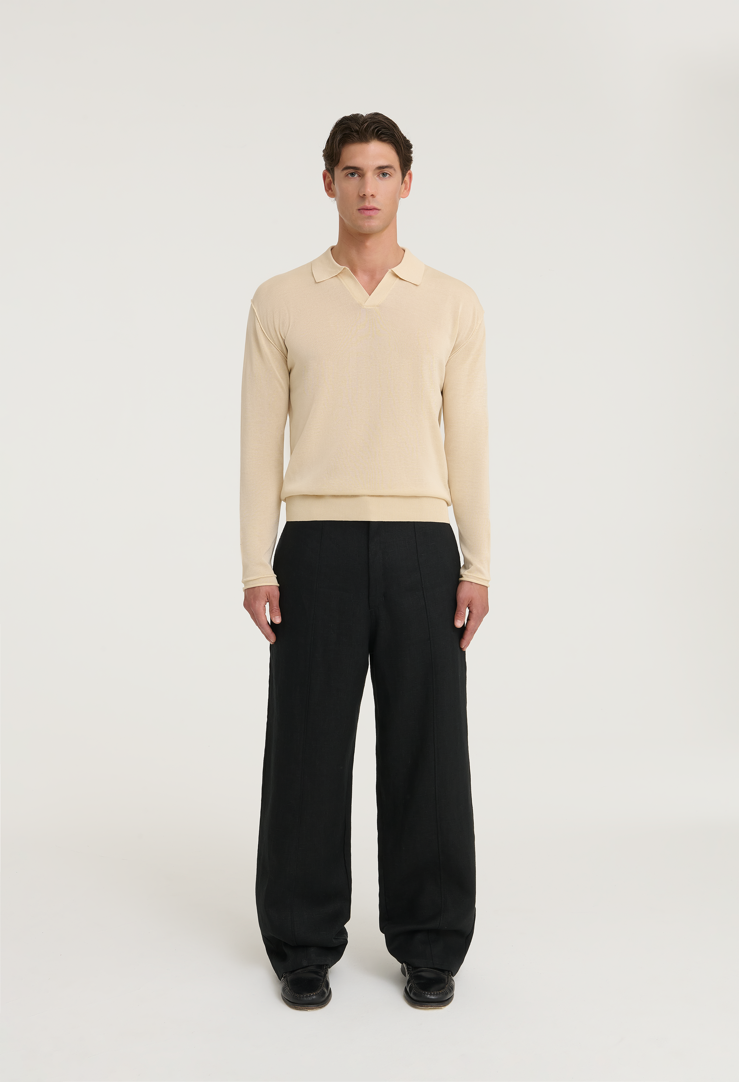 545 INSIDE OUT POLO LONGSLEVEE ECRU
