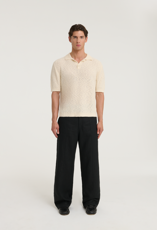 545 BOUCLÉ POLO SHIRT IVORY WHITE