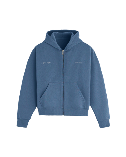 545 FOR ALL ZIP UP WASHED HOODIE WASHED BLUE