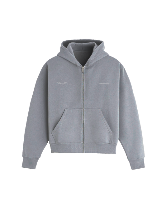 545 FOR ALL ZIP UP WASHED HOODIE WASHED GREY